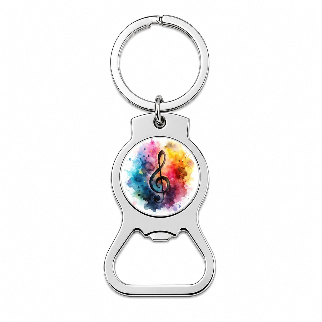 Treble Clef Music Musical Note Colorful Watercolor Bottle Opener Keychain