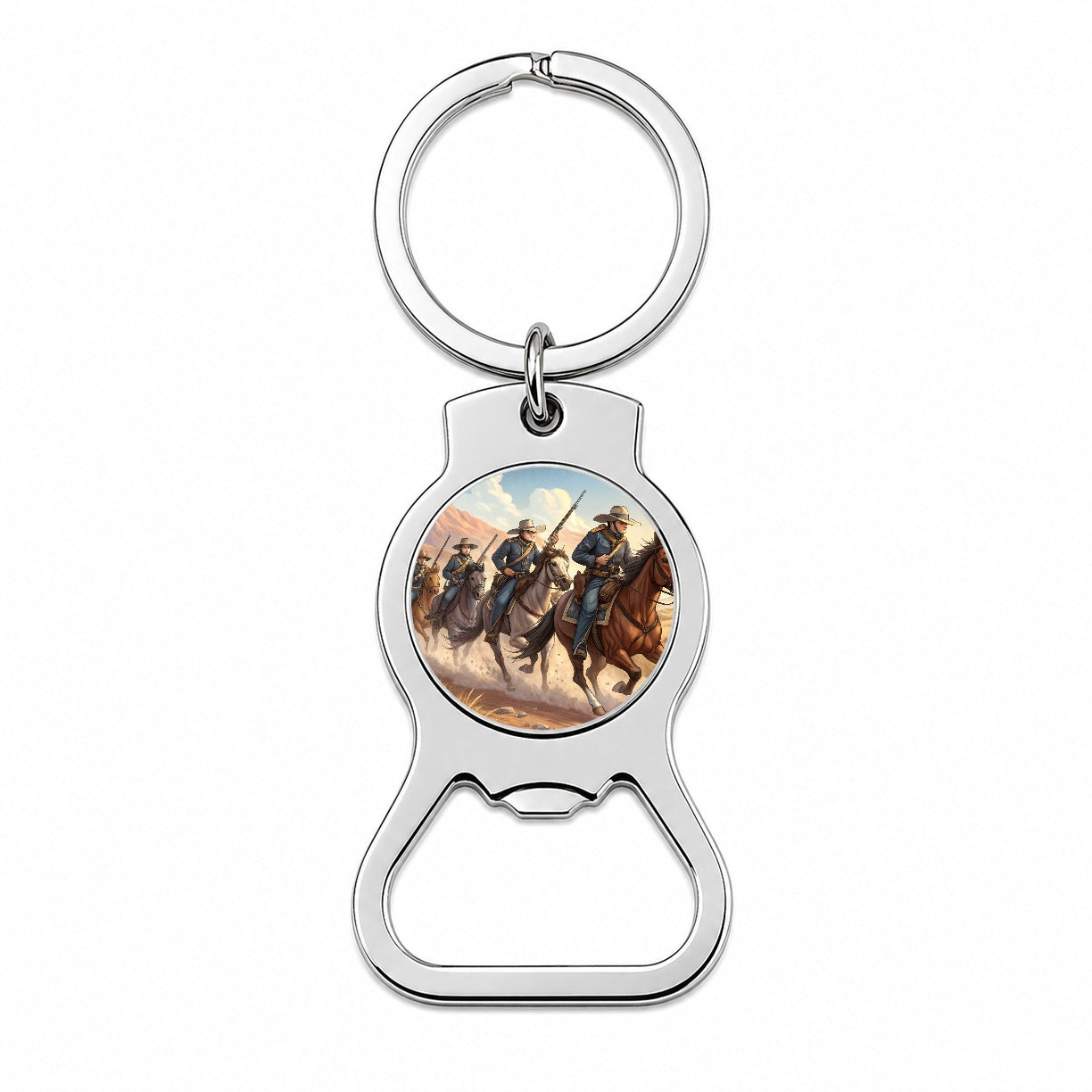 US Cavalry Charge Cowboy Western Old West Bottle Opener Keychain