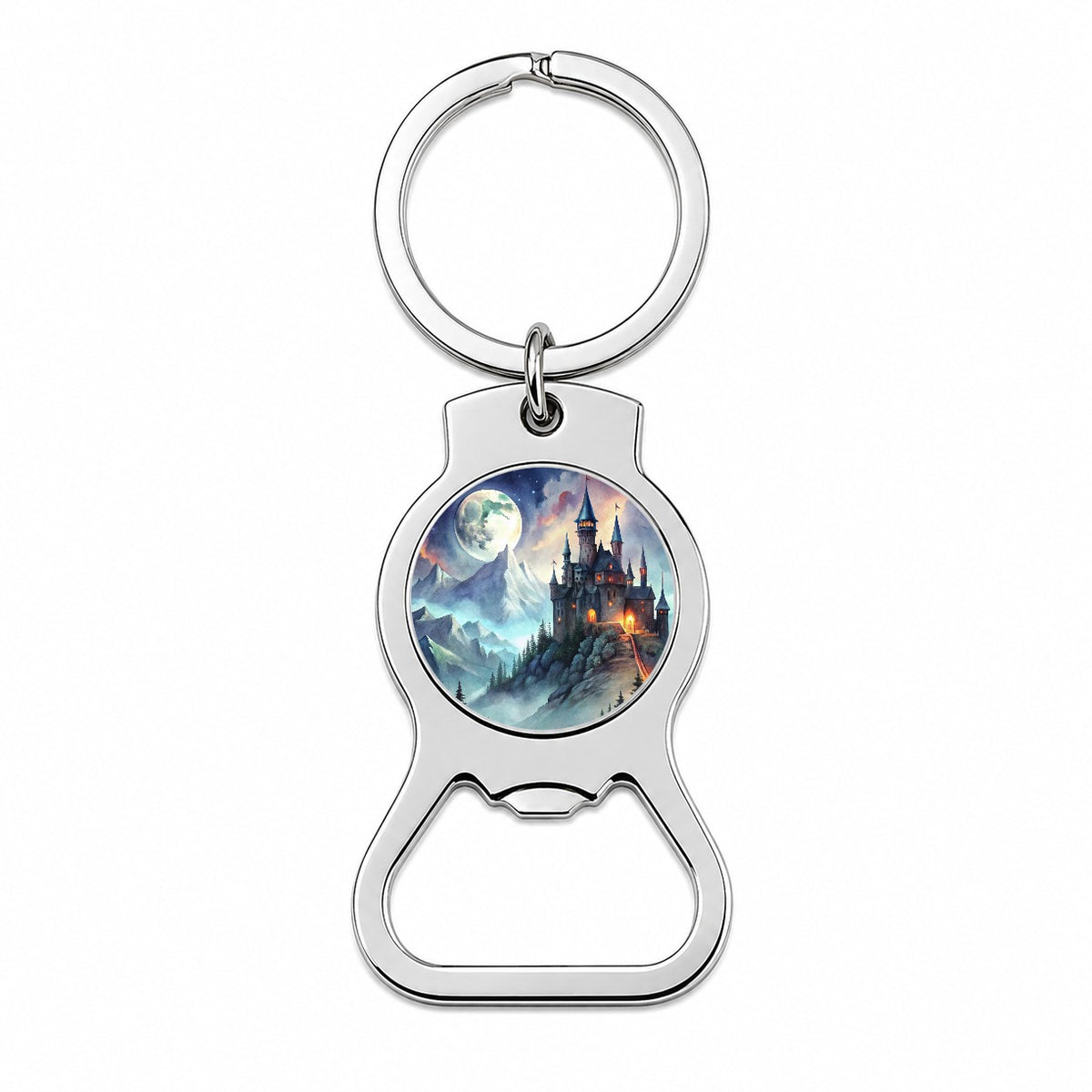 Vampire Castle On Mountain Top Under A Full Moon Bottle Opener Keychain