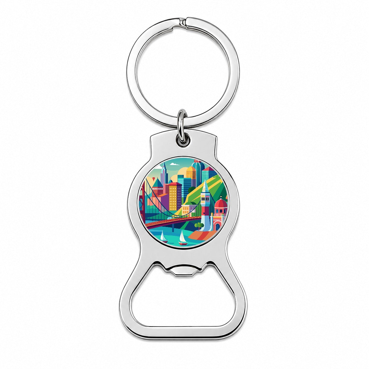 Vibrant Colored San Francisco City California Skyline Landscape Bottle Opener Keychain
