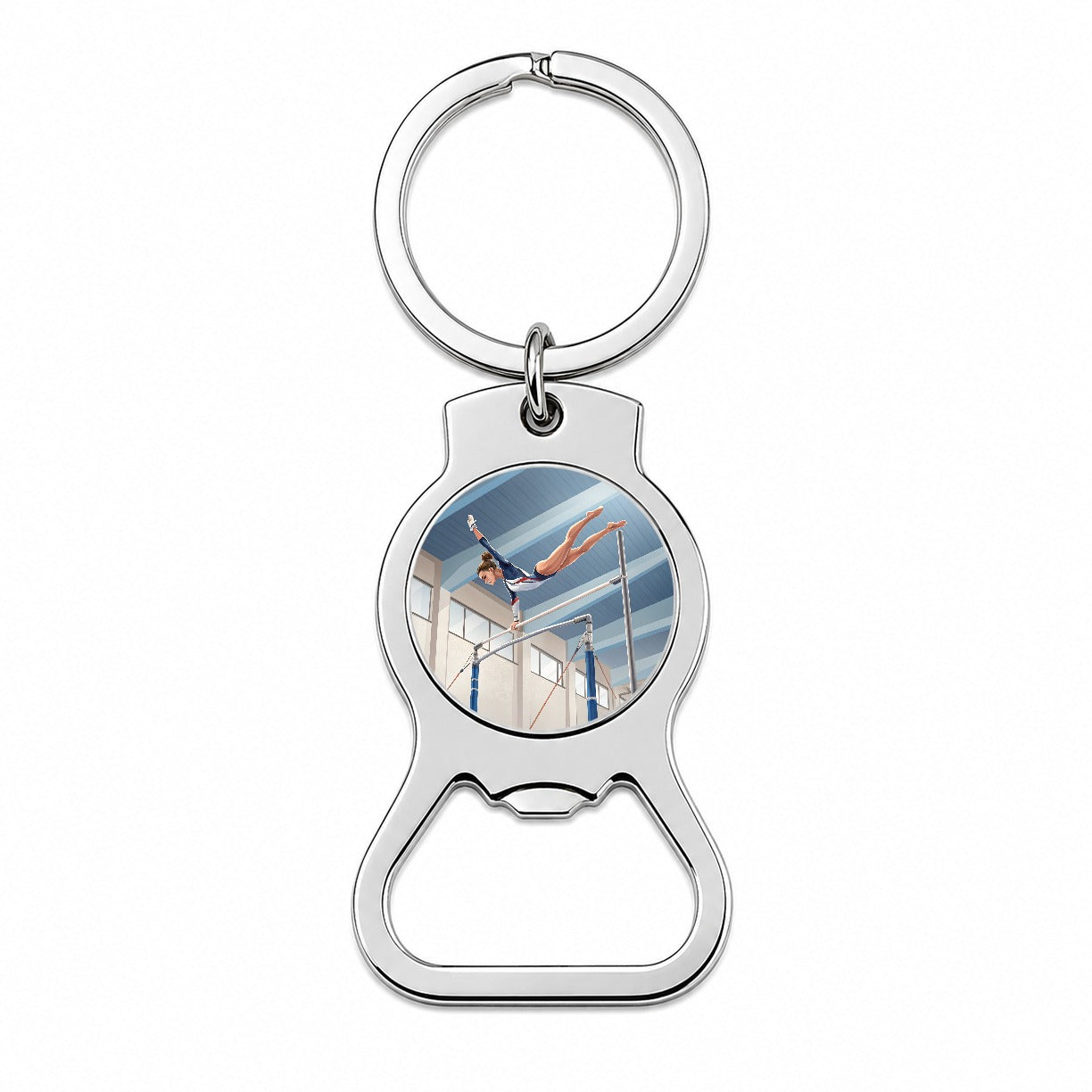 Women's Gymnastics Uneven Bars Bottle Opener Keychain