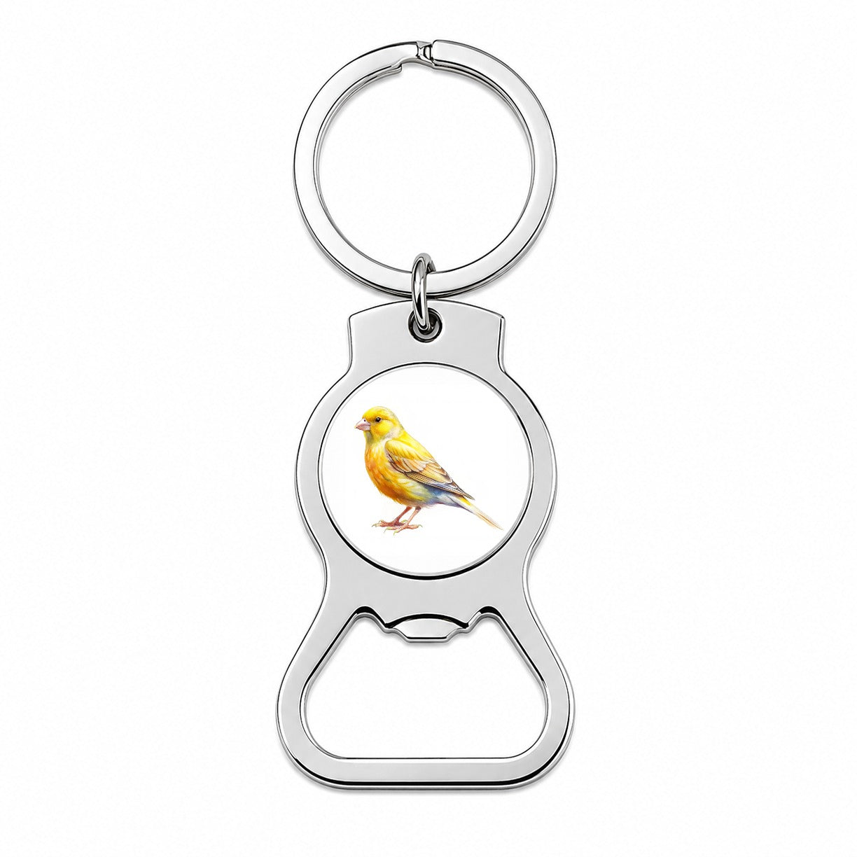 Yellow Canary Bird Watercolor Bottle Opener Keychain