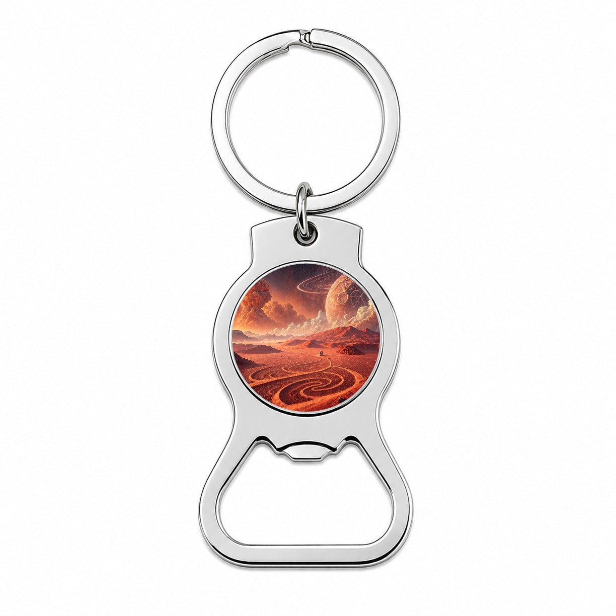 Abstract Alien Martian Sci-fi Landscape Bottle Opener Keychain