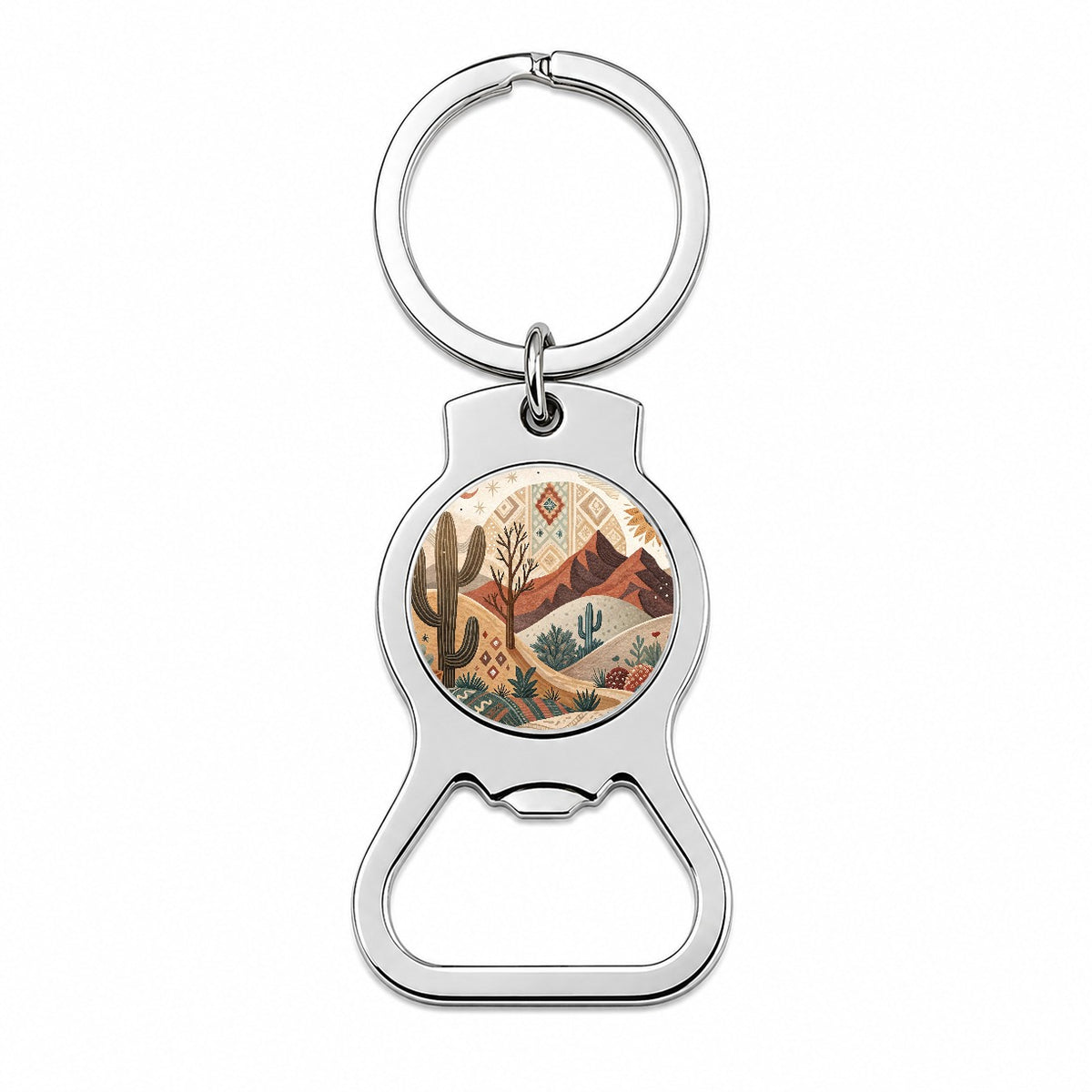 Abstract Brown Tan Southwestern Desert Design Bottle Opener Keychain