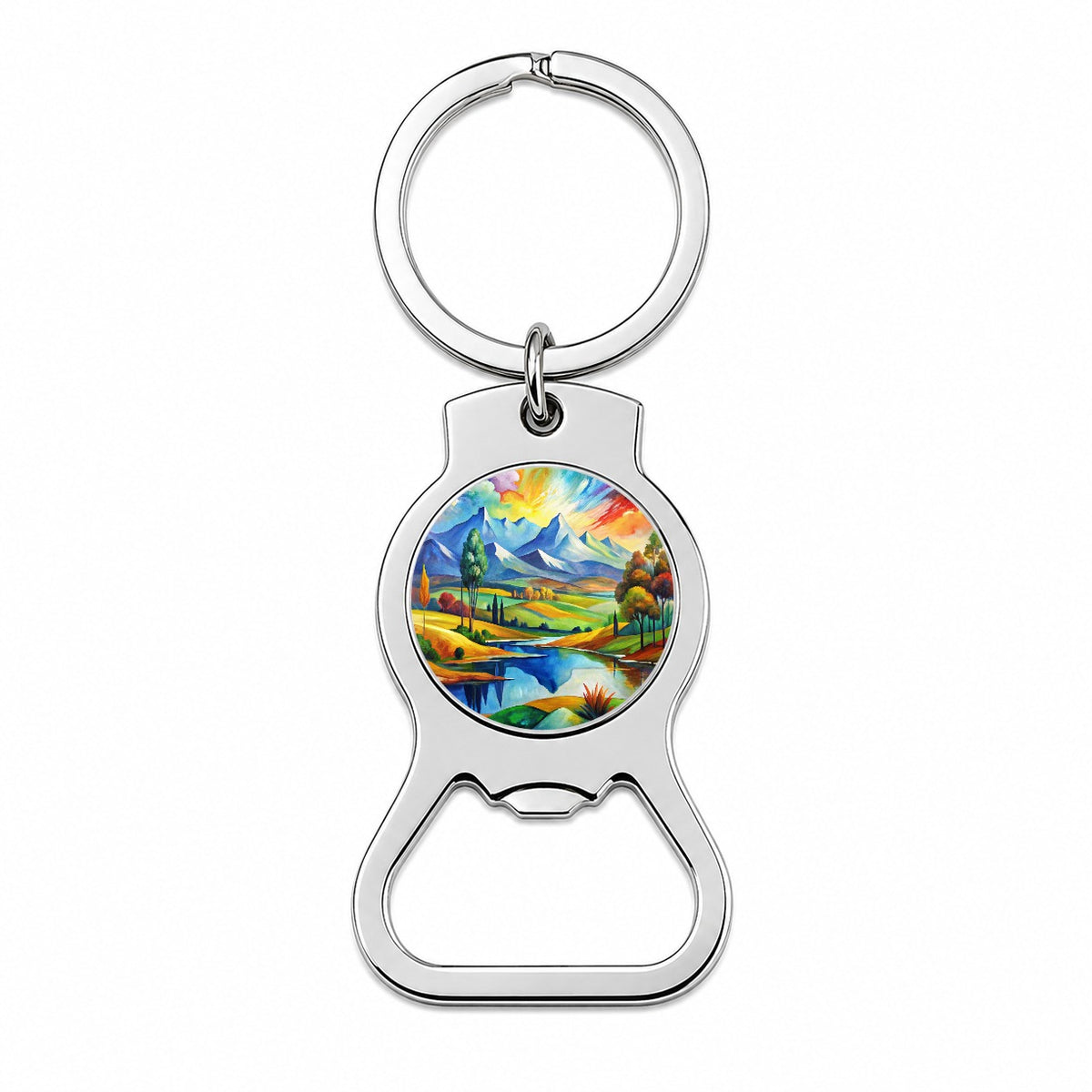 Abstract Colorful Landscape Modern Art Landscape Bottle Opener Keychain