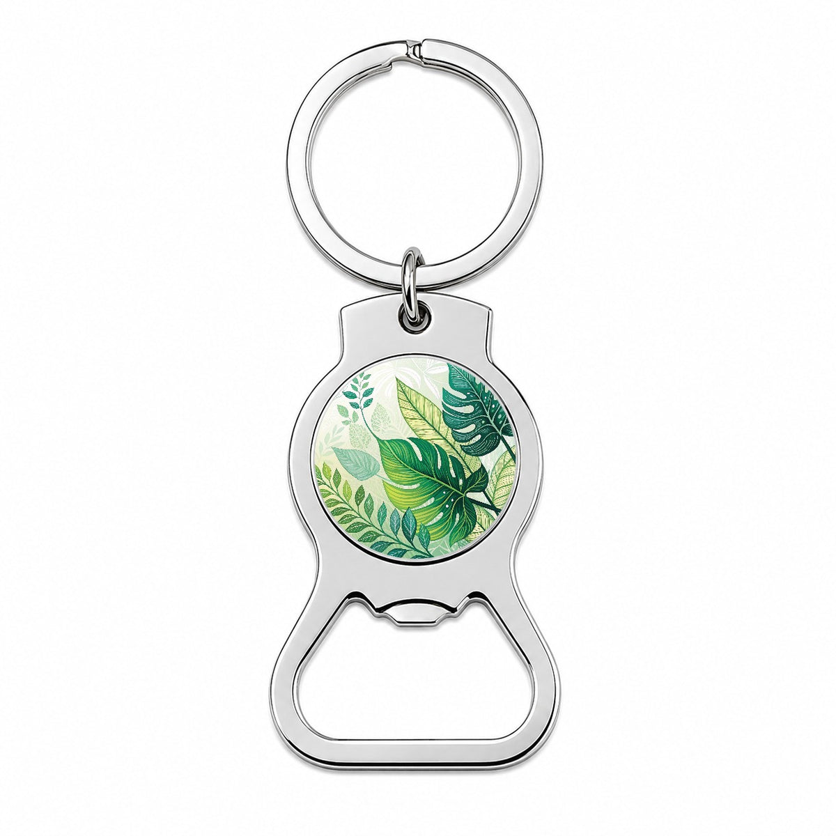 Abstract Green Leaves Design Bottle Opener Keychain