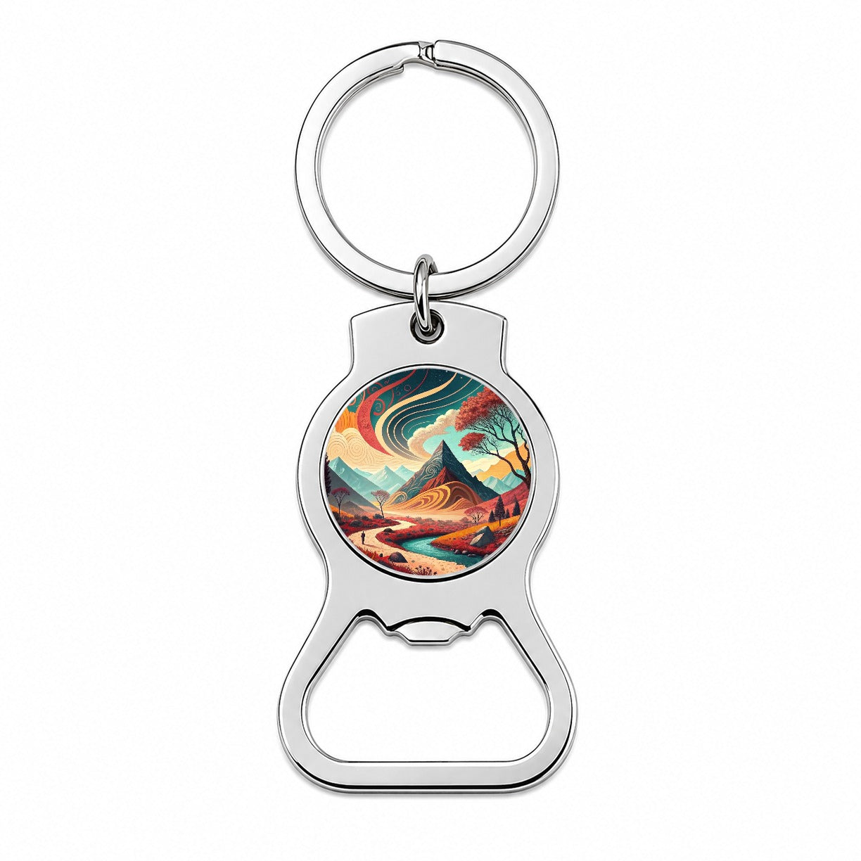 Abstract Modern Art Landscape Bottle Opener Keychain