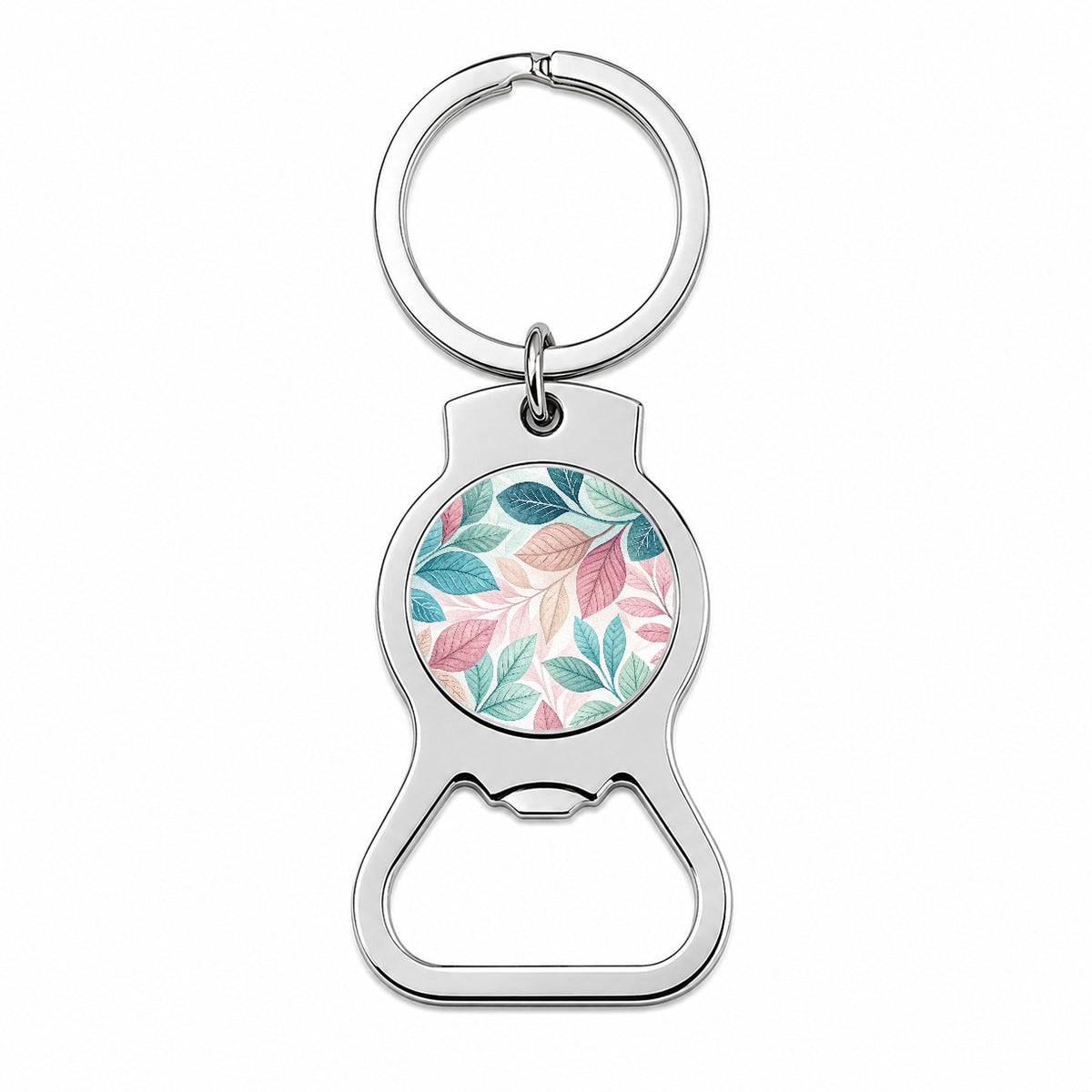 Abstract Pastel Floral Leaves Design Bottle Opener Keychain