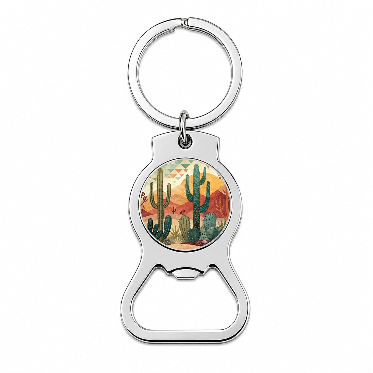 Abstract Southwestern Cactus Desert Design Bottle Opener Keychain