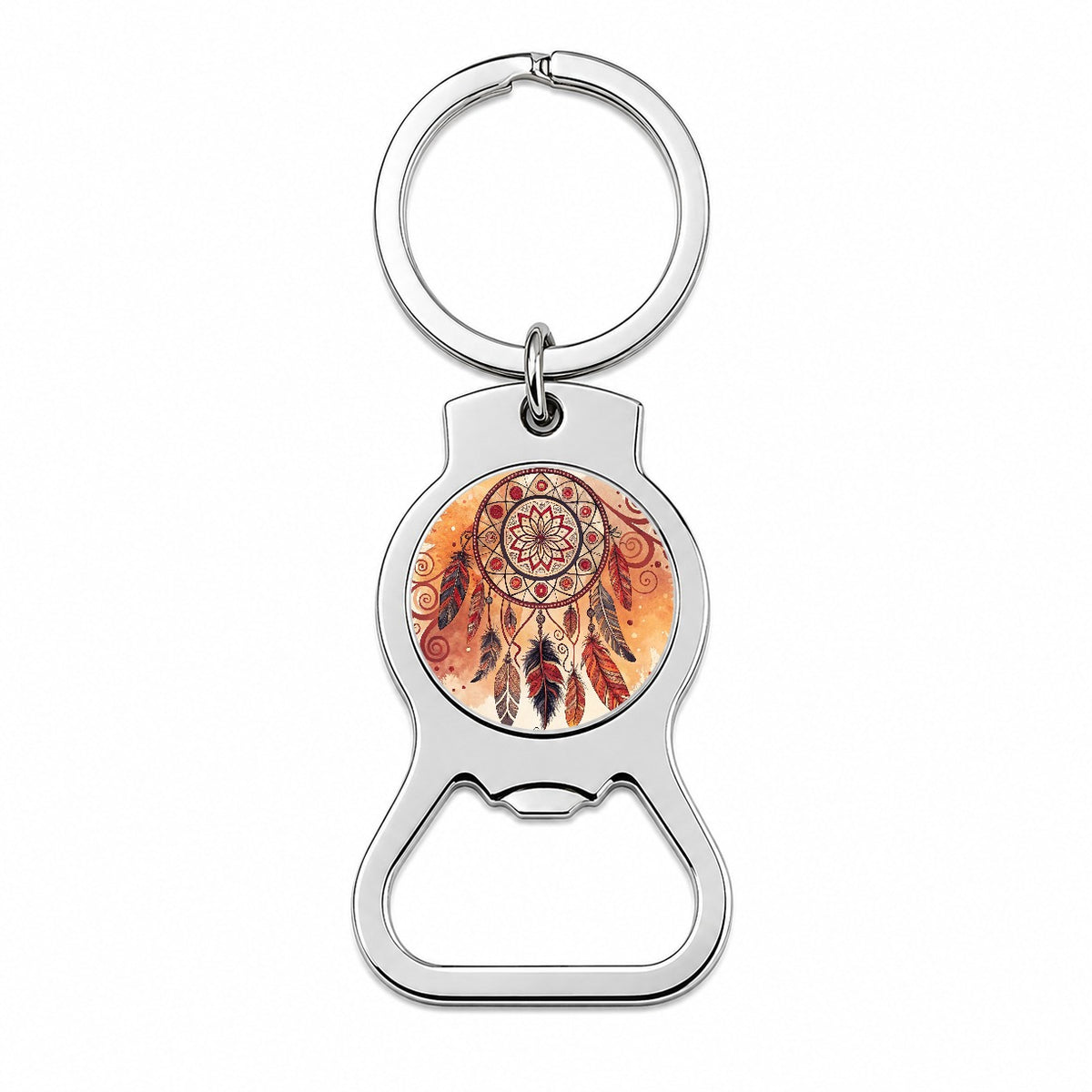 Abstract Southwestern Dream Catcher Design Bottle Opener Keychain