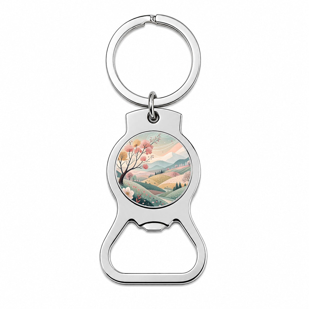 Abstract Spring Landscape Bottle Opener Keychain