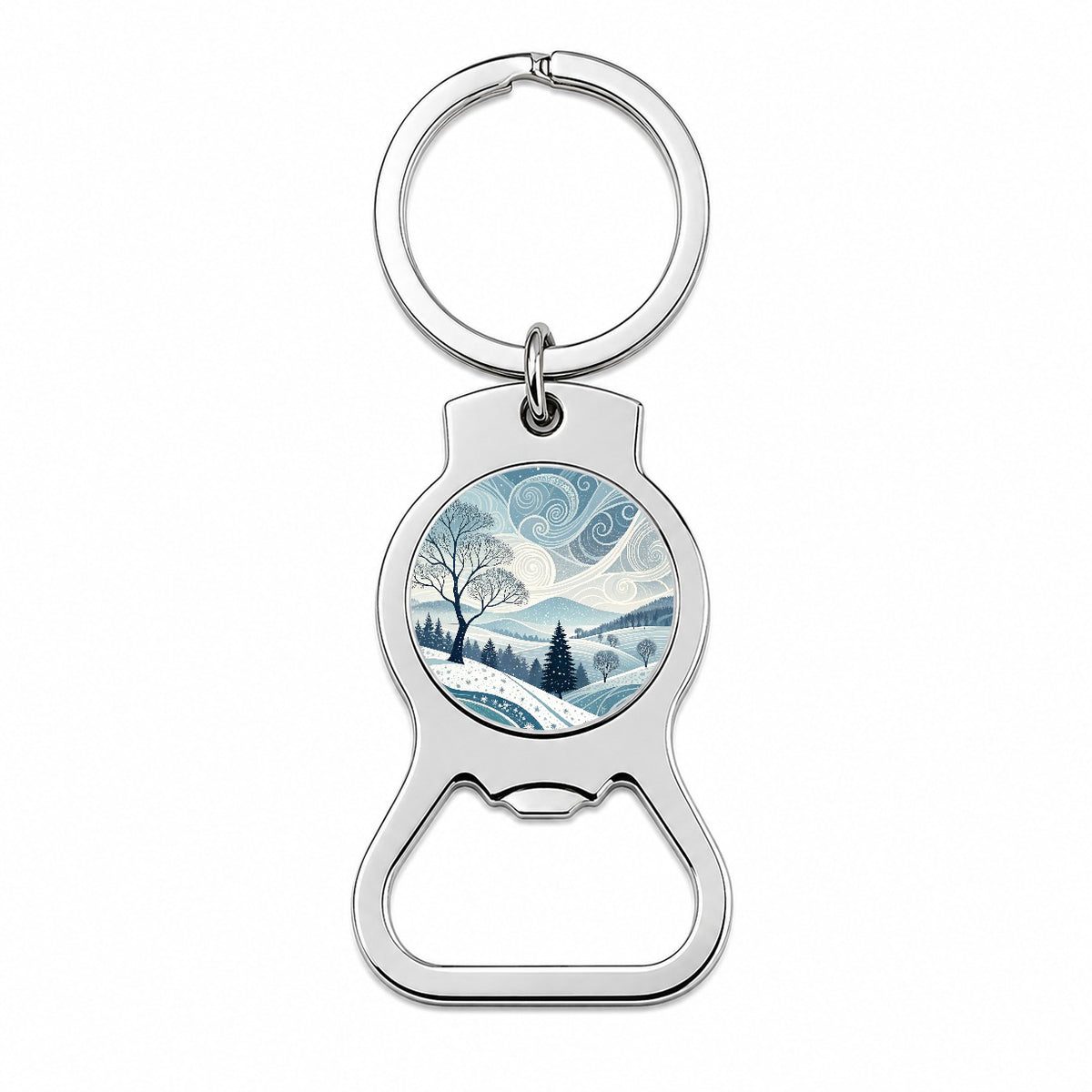Abstract Winter Landscape Bottle Opener Keychain