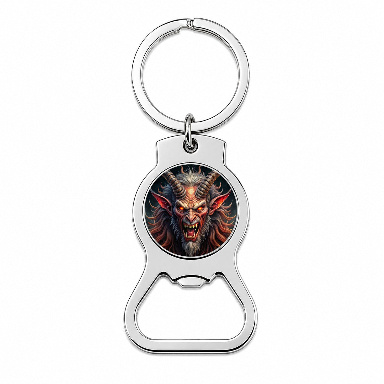 Angry Krampus Christmas Watercolor Bottle Opener Keychain