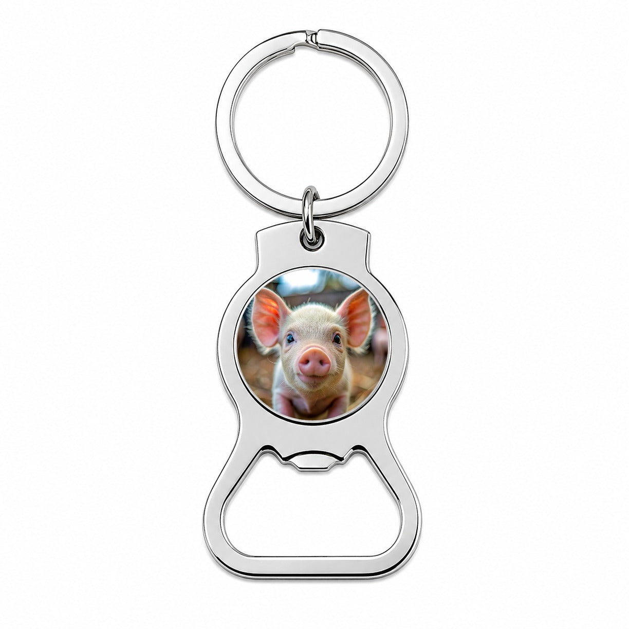 Baby Pig Face Bottle Opener Keychain