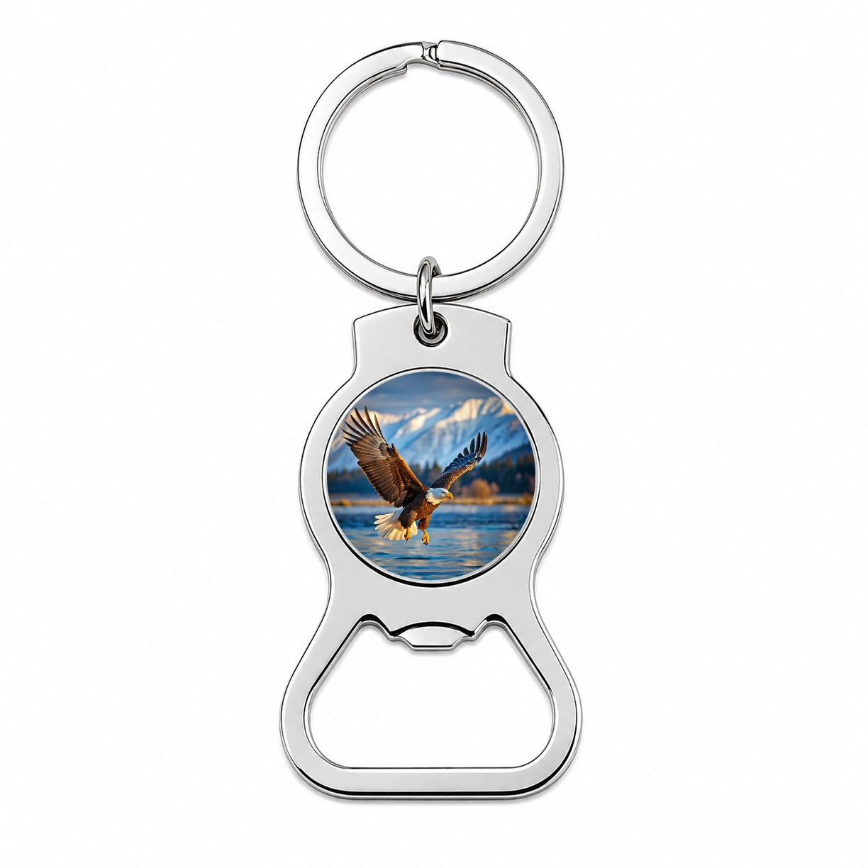 Bald Eagle Flying Raptor Bird Of Prey Bottle Opener Keychain
