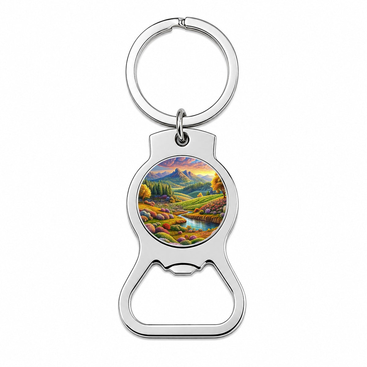 Beautiful Colorful Pastel Landscape Bottle Opener Keychain