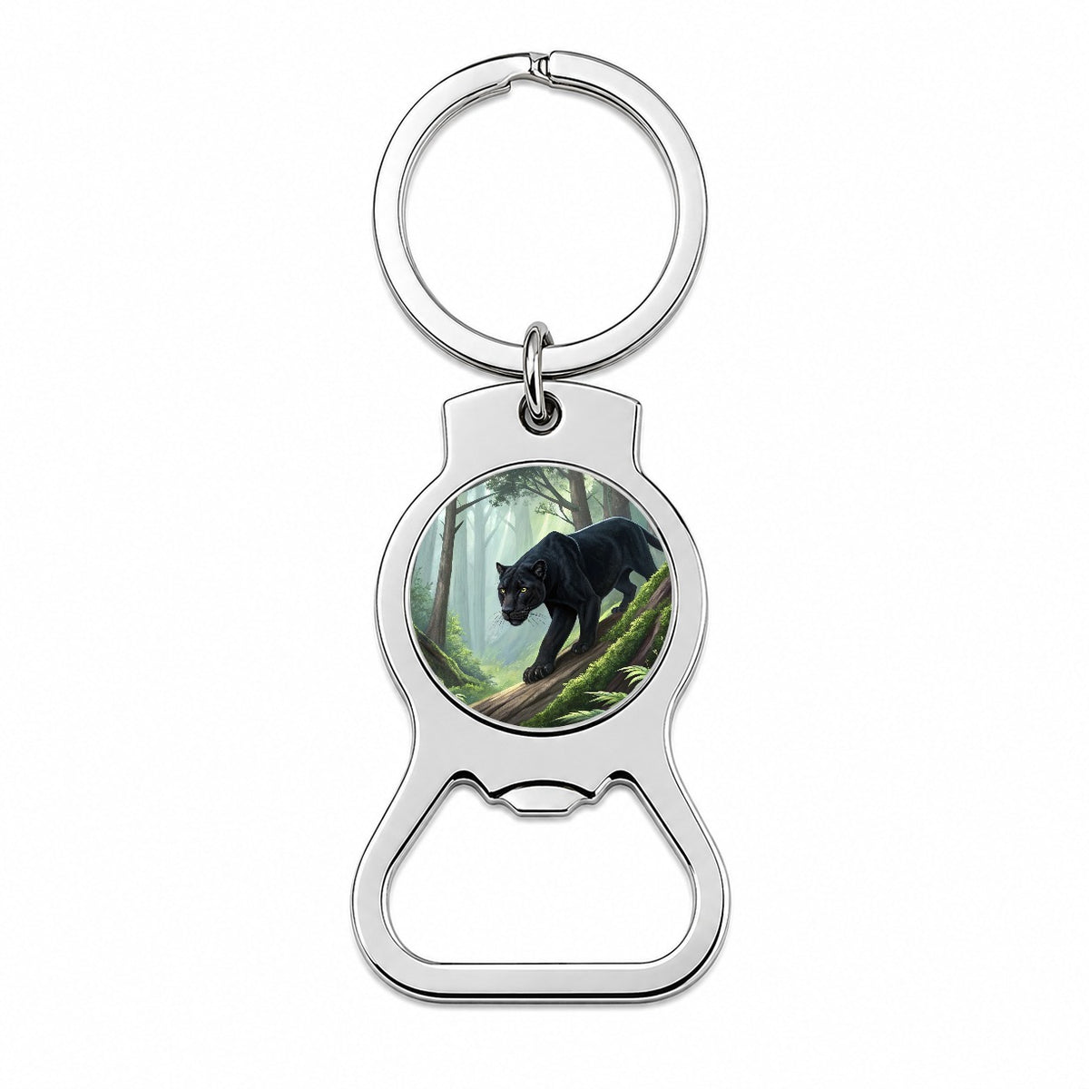 Black Panther Stalking Prey Bottle Opener Keychain