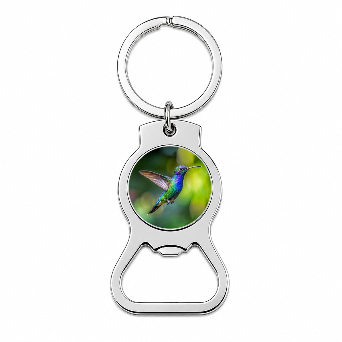 Blue Chinned Sapphire Hummingbird Backyard Bird Bottle Opener Keychain