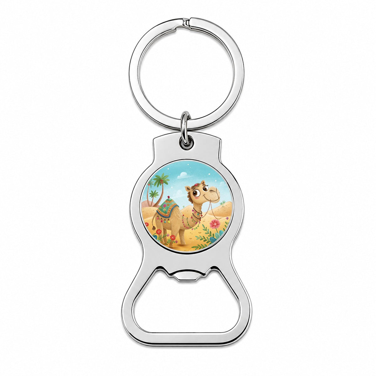 Camel Children's Illustration Style Bottle Opener Keychain