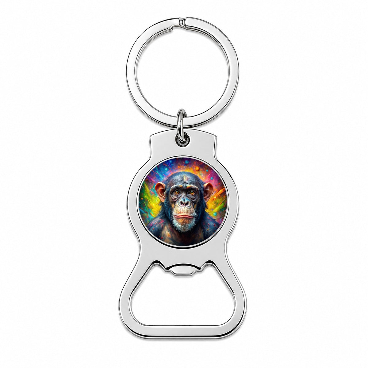 Chimpanzee Monkey Colorful Abstract Art Bottle Opener Keychain