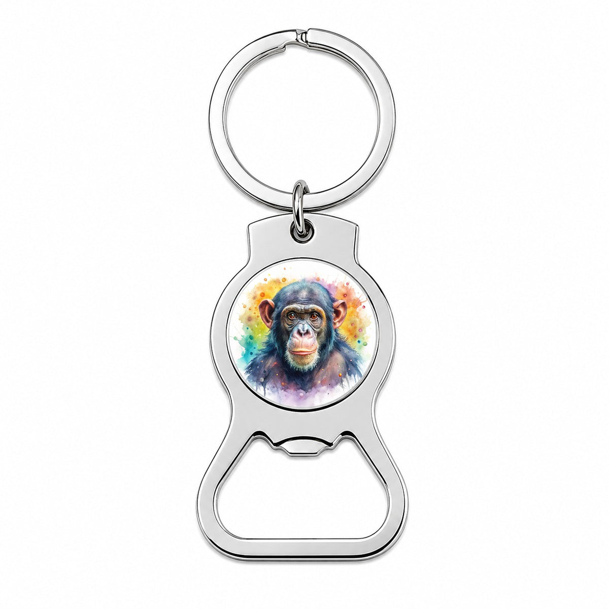 Chimpanzee Monkey Watercolor Bottle Opener Keychain
