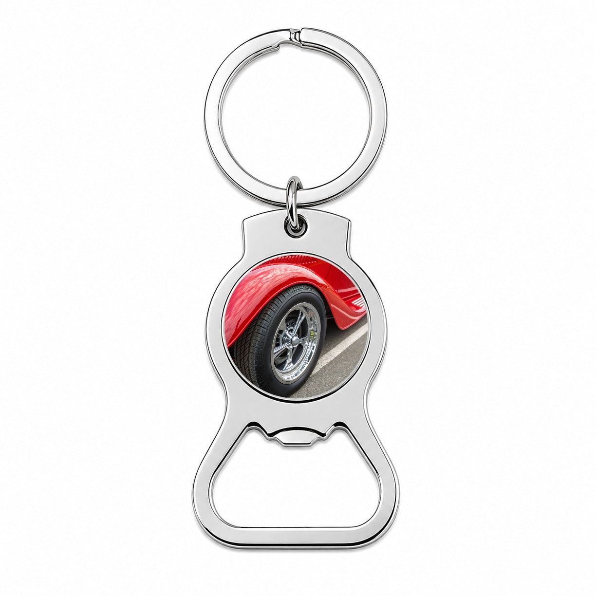 Classic Red Hot Rod Car Bottle Opener Keychain