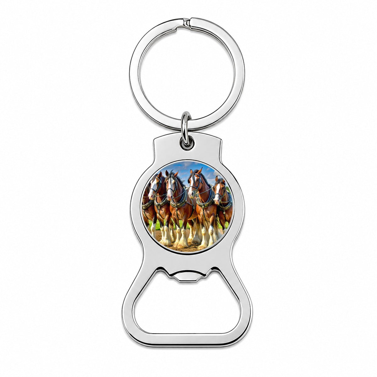 Clydesdale Horses Bottle Opener Keychain