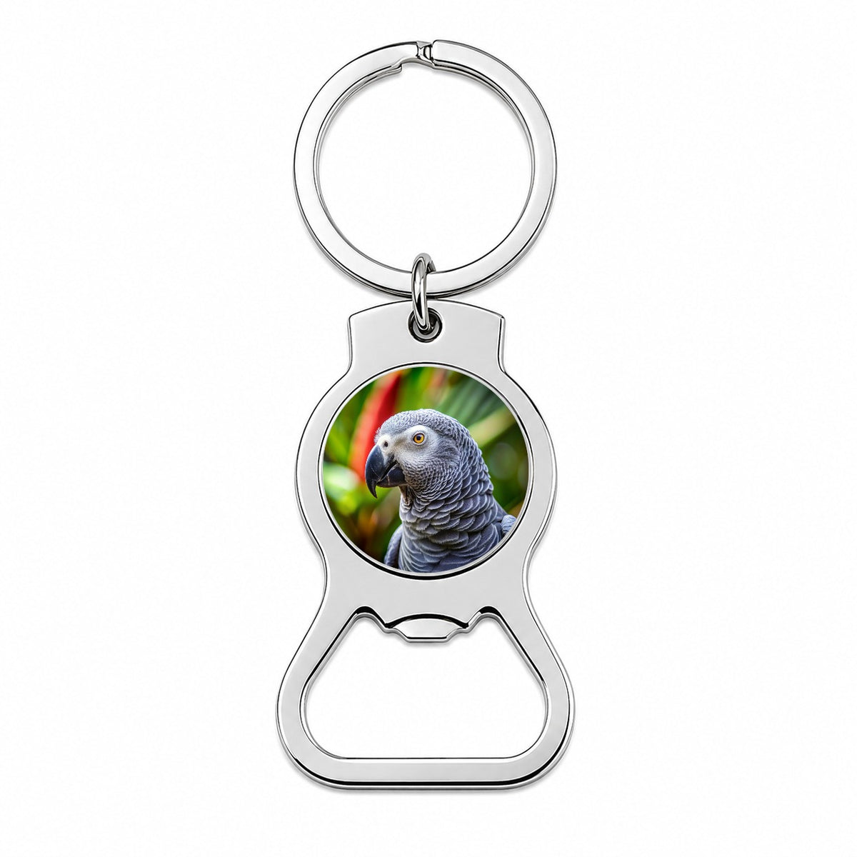 Congo African Grey Parrot Bird Bottle Opener Keychain