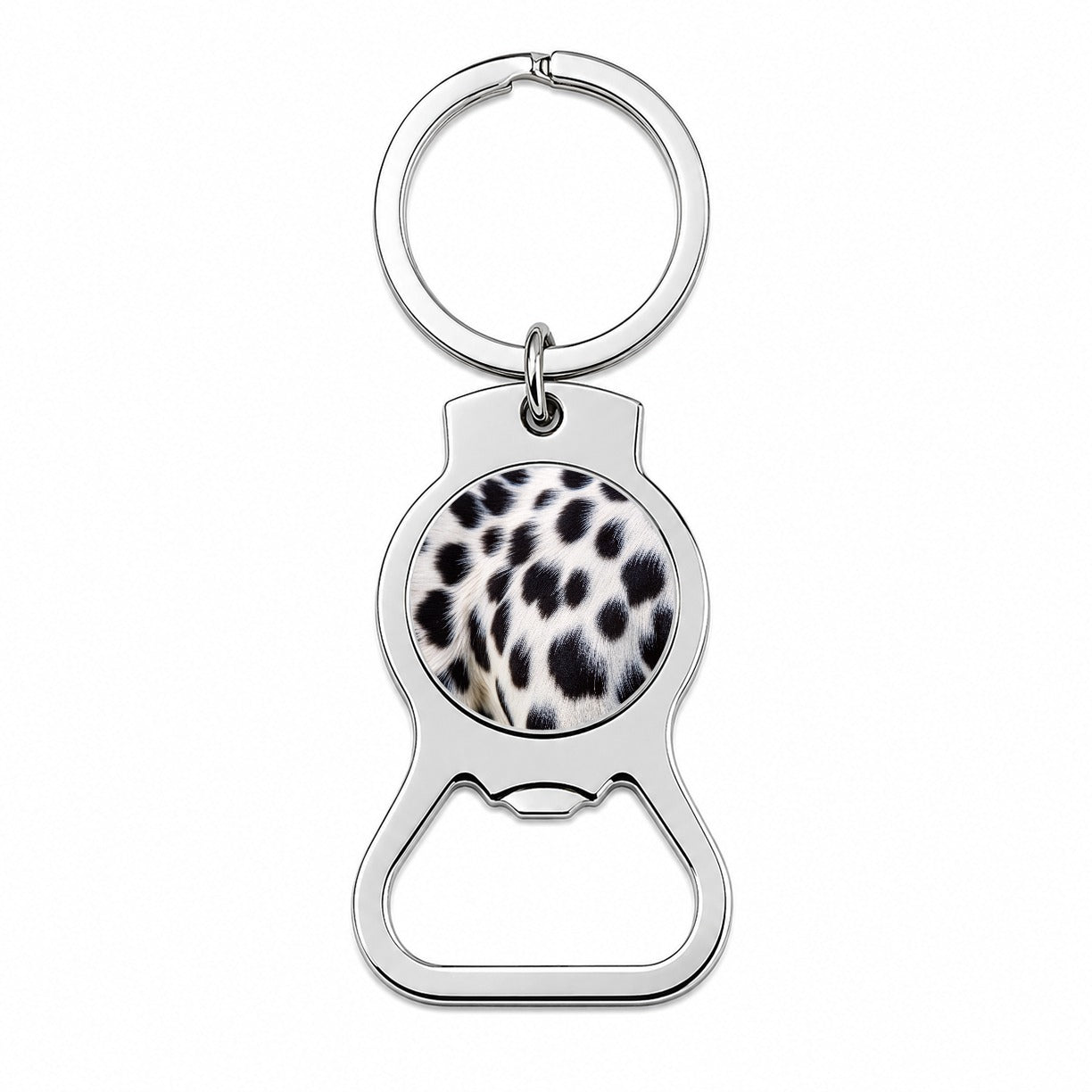 Dalmatian Dog Fur Spotted Pattern Bottle Opener Keychain