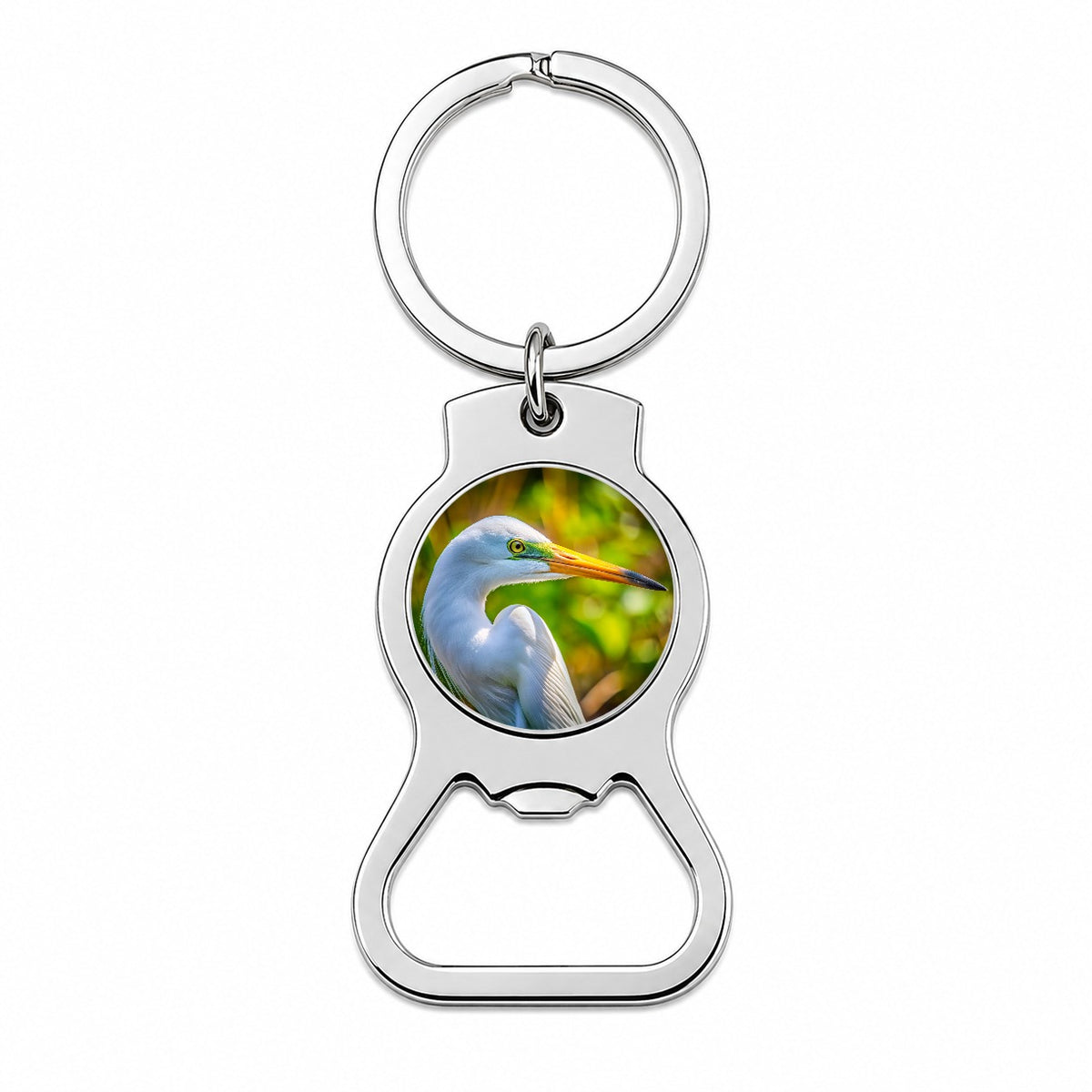 Egret Face Bottle Opener Keychain