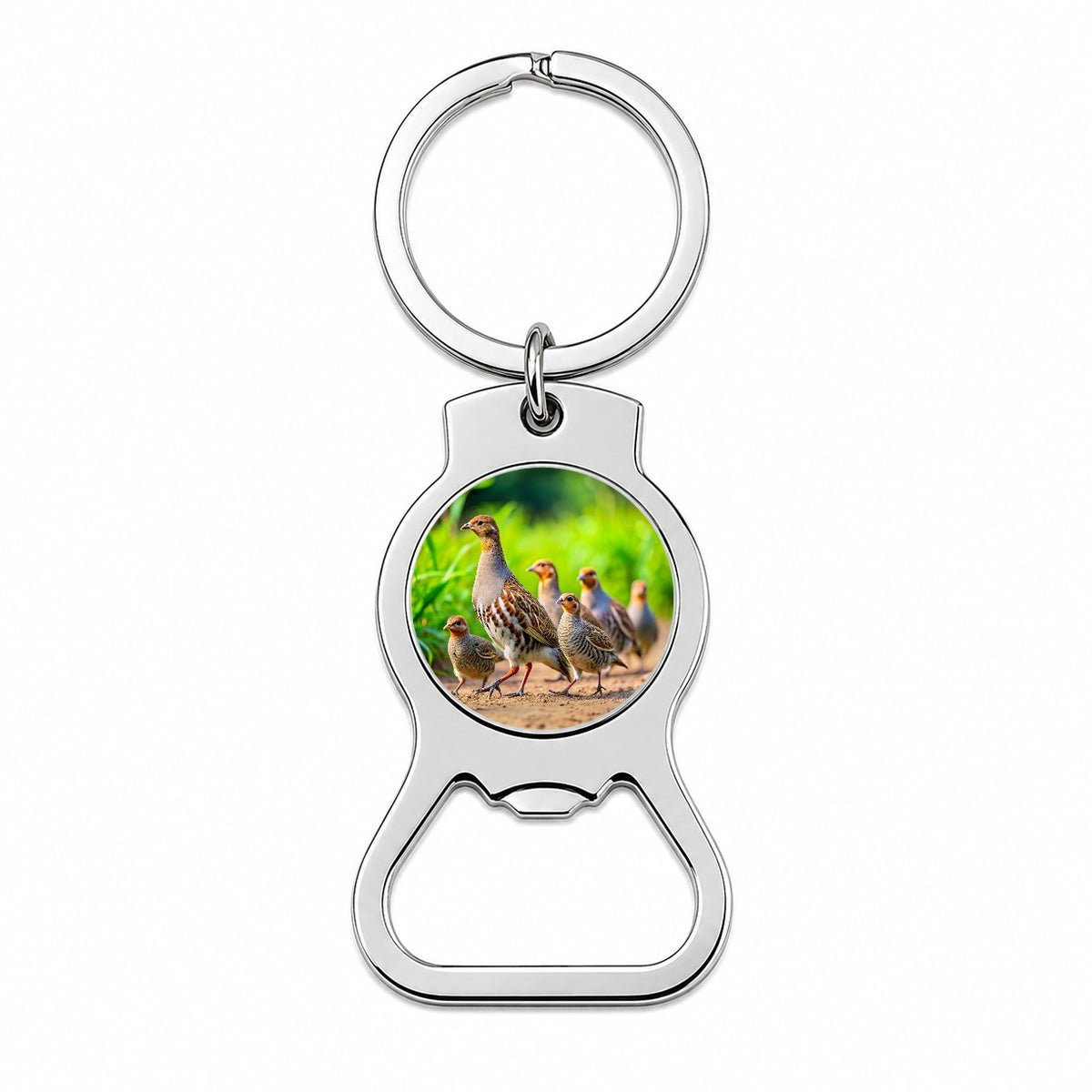 Family Of Partridge Birds Bottle Opener Keychain