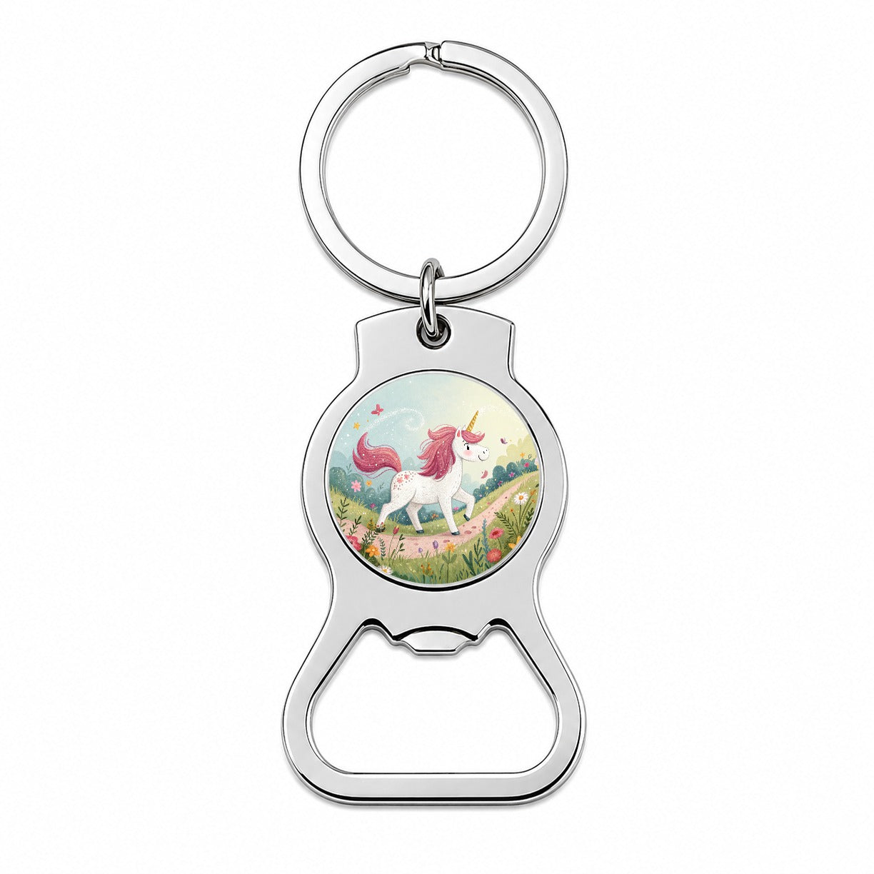 Fantasy Unicorn Children's Illustration Style Bottle Opener Keychain