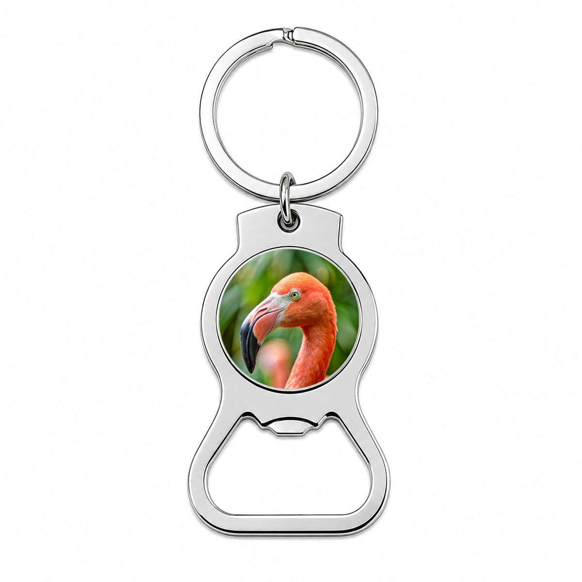 Flamingo Face Bottle Opener Keychain