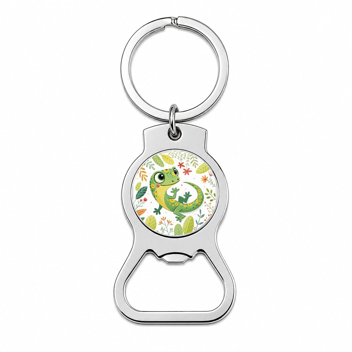 Gecko Lizard Children's Illustration Style Bottle Opener Keychain