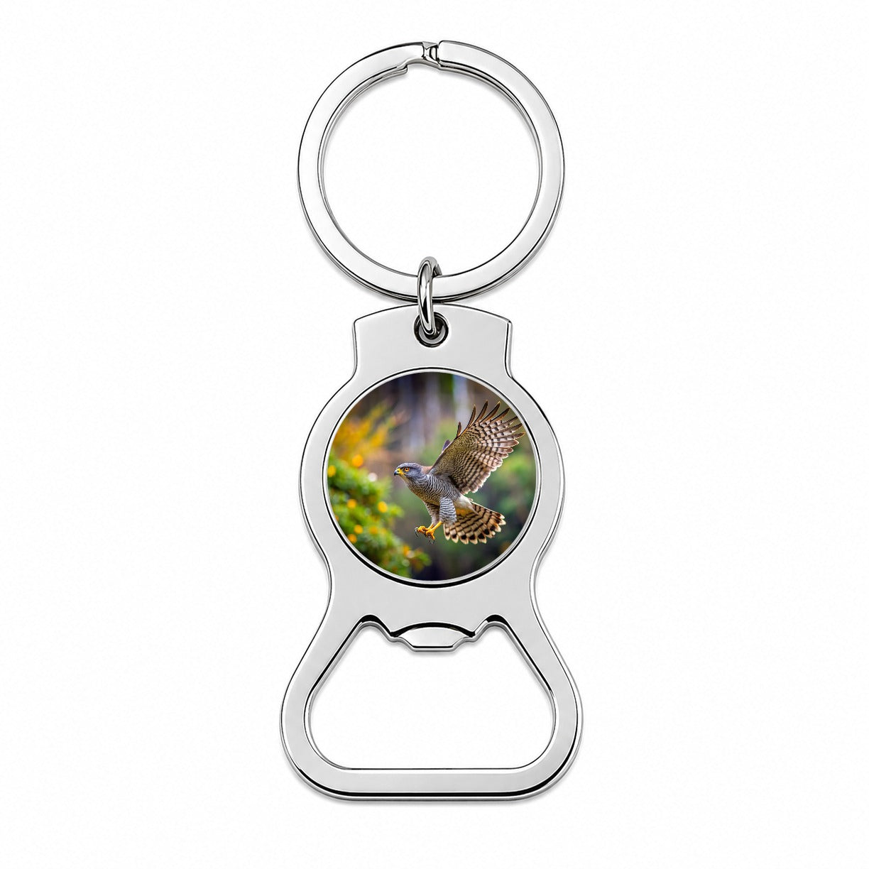 Goshawk Flying Raptor Bird Of Prey Bottle Opener Keychain