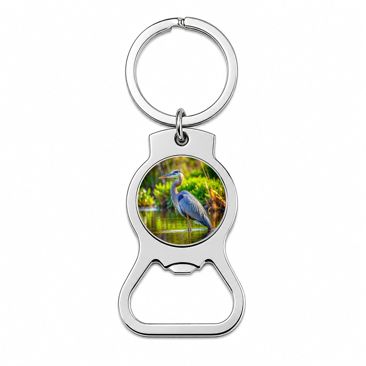 Great Blue Heron Bottle Opener Keychain