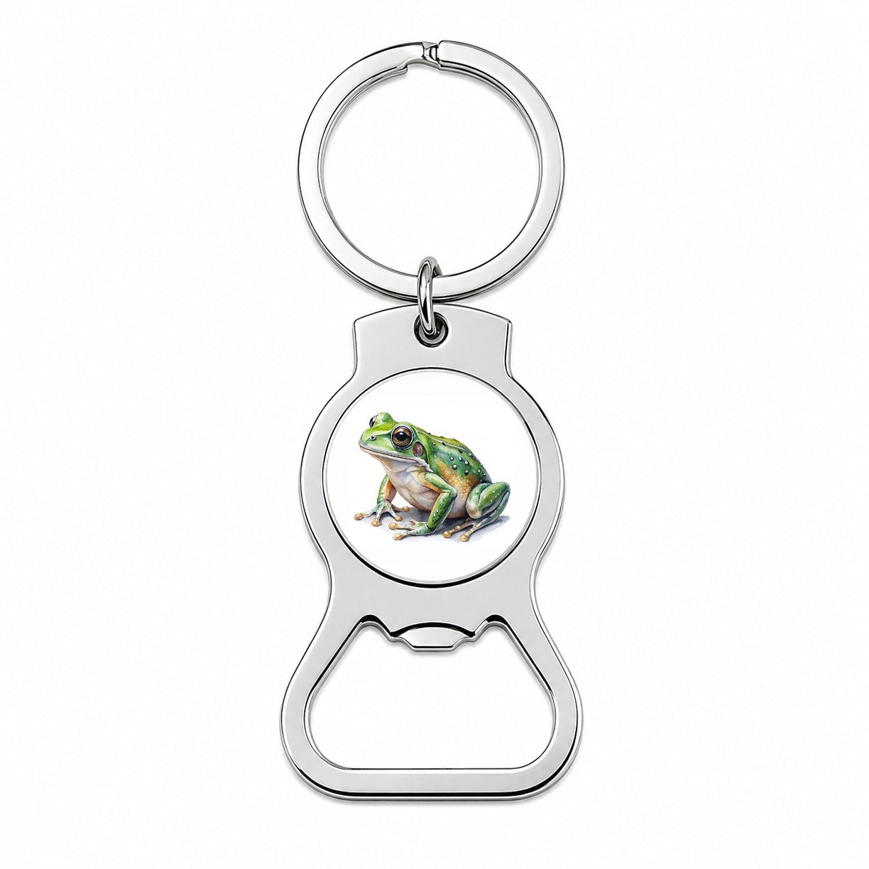 Green Frog Watercolor Bottle Opener Keychain