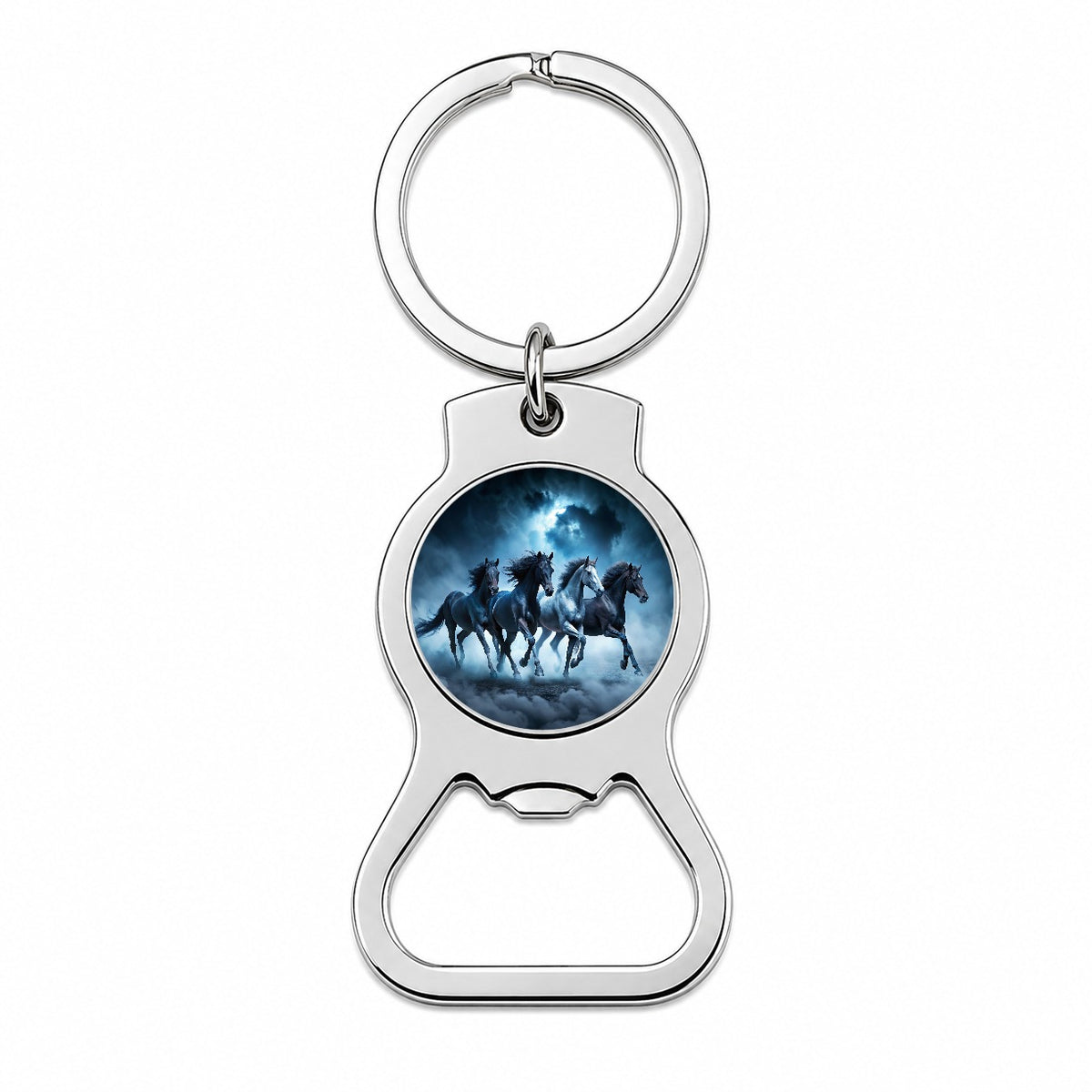 Horses Galloping Out Of The Night Mists Bottle Opener Keychain