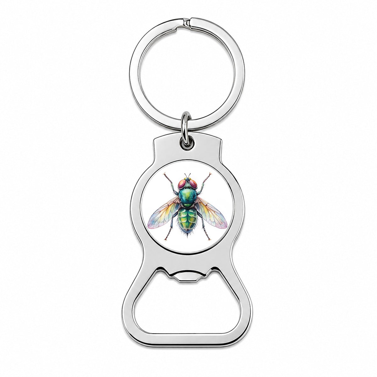 Housefly Fly Watercolor Bottle Opener Keychain