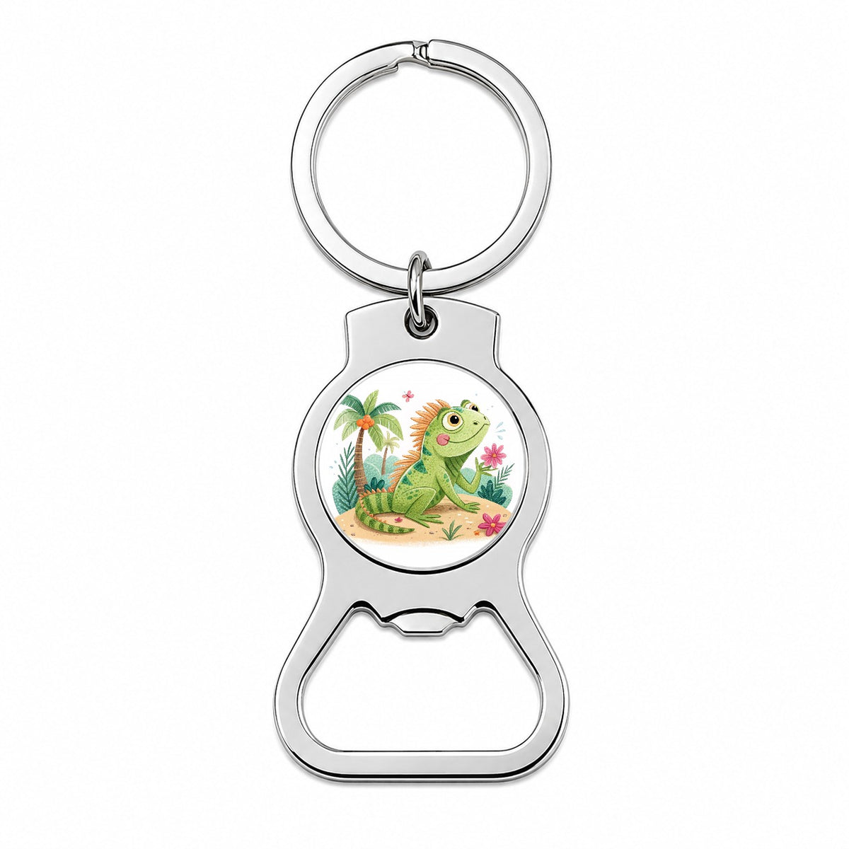 Iguana Lizard Children's Illustration Style Bottle Opener Keychain