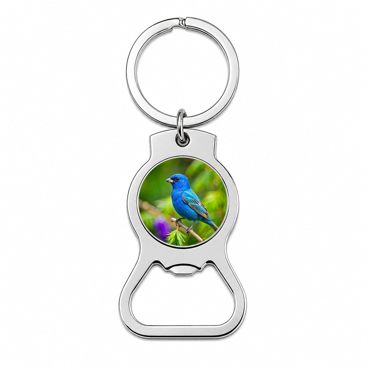 Indigo Bunting Backyard Bird Bottle Opener Keychain