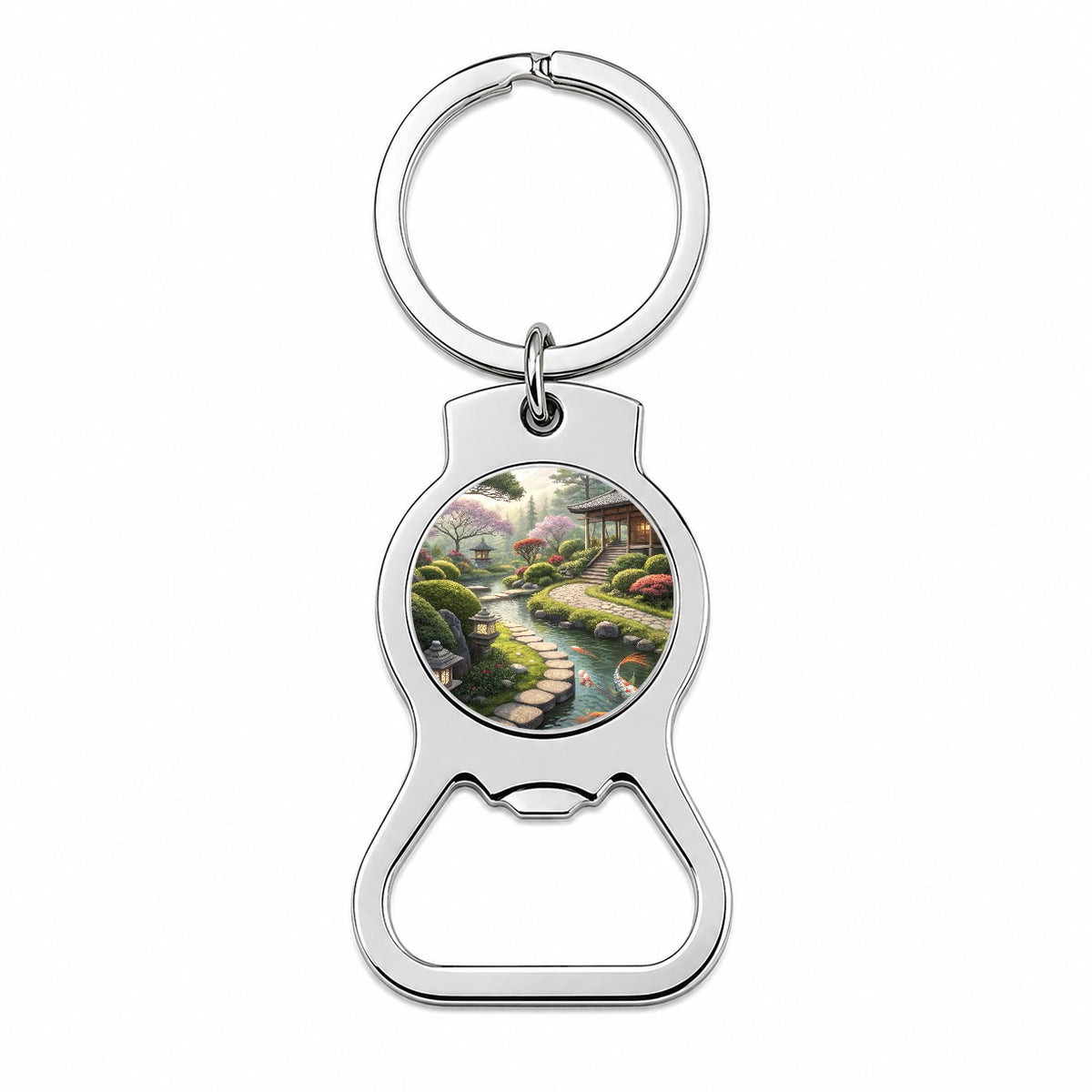 Japanese Garden with Koi Bottle Opener Keychain