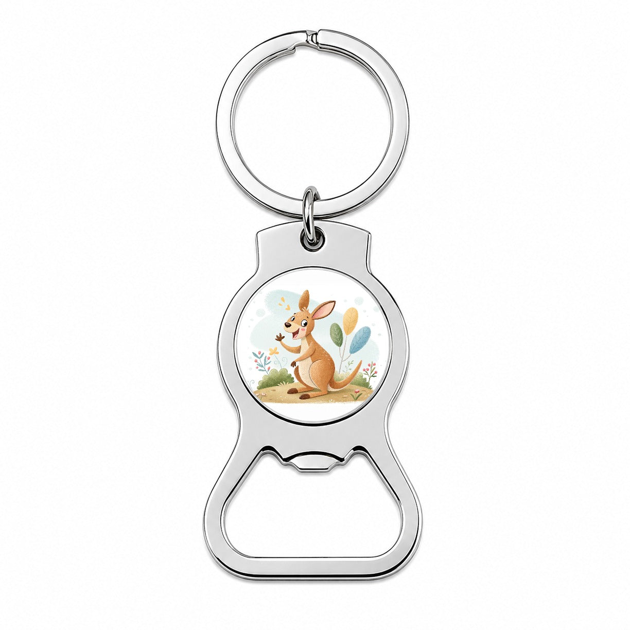 Kangaroo Children's Illustration Style Bottle Opener Keychain