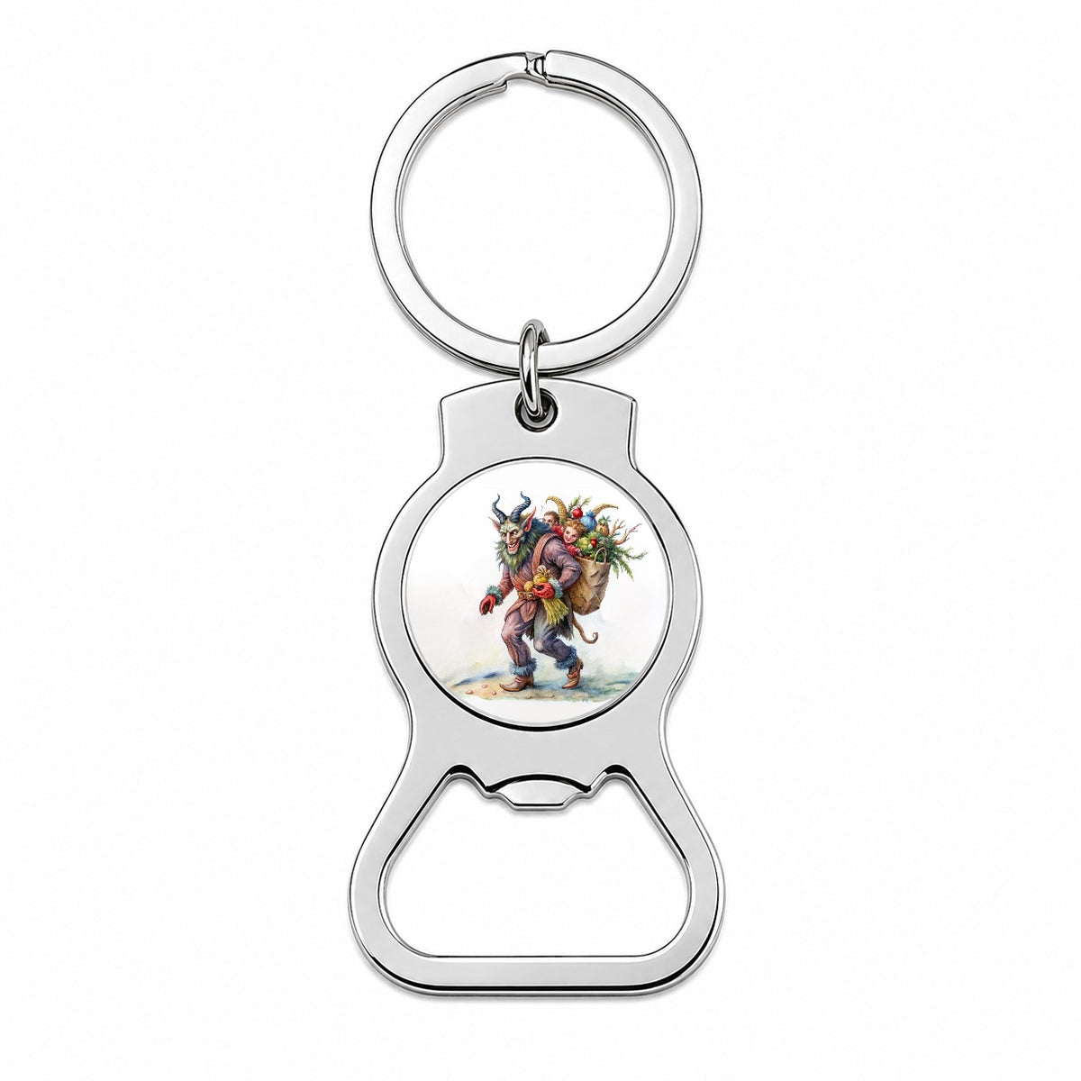 Krampus Carrying Bag Of Children Illustration Bottle Opener Keychain
