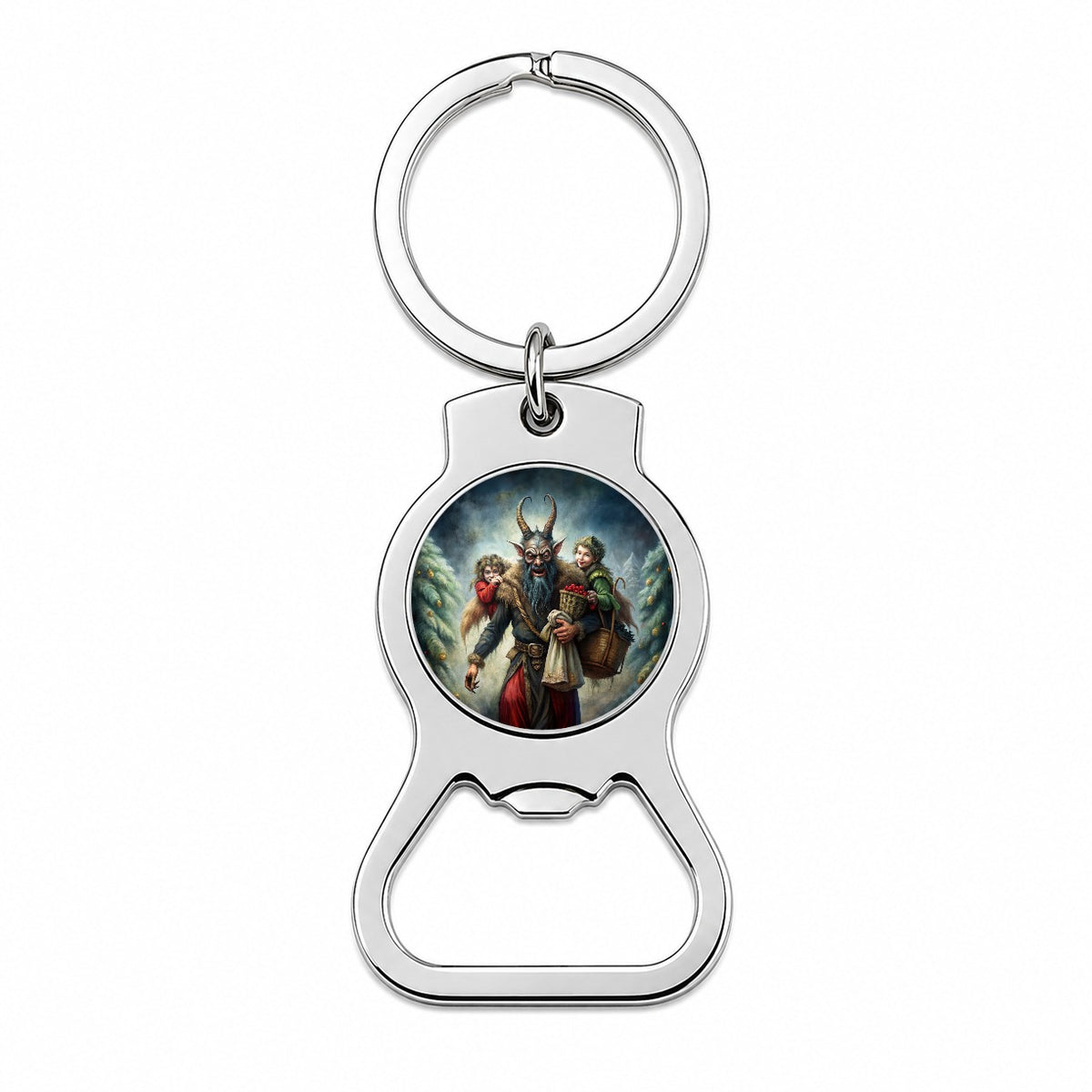 Krampus Carrying Stolen Children at Christmas Bottle Opener Keychain