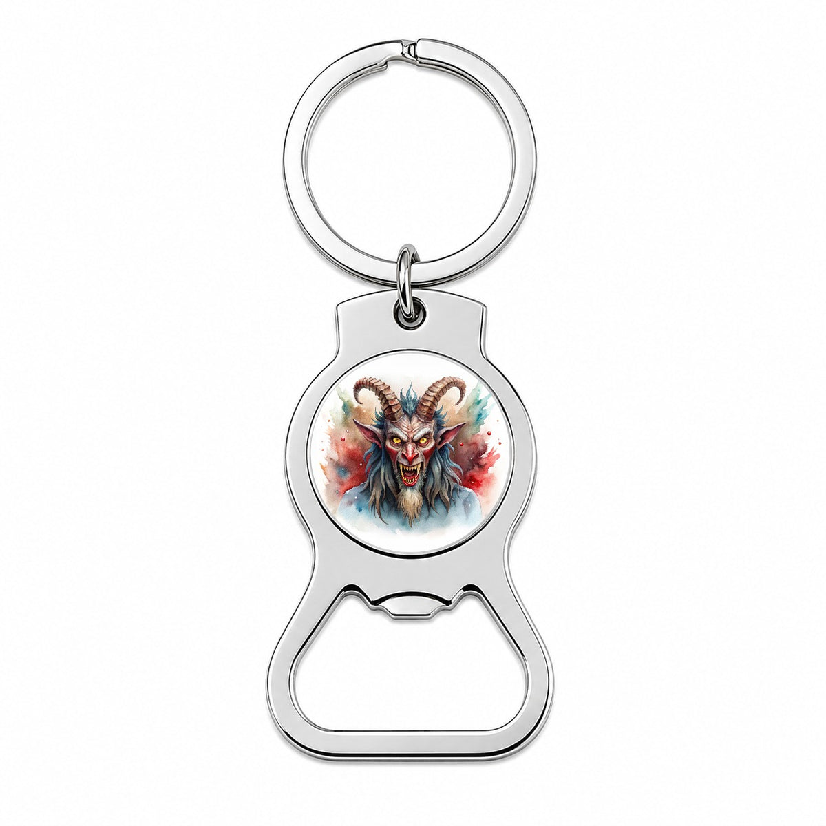 Krampus Watercolor Bottle Opener Keychain