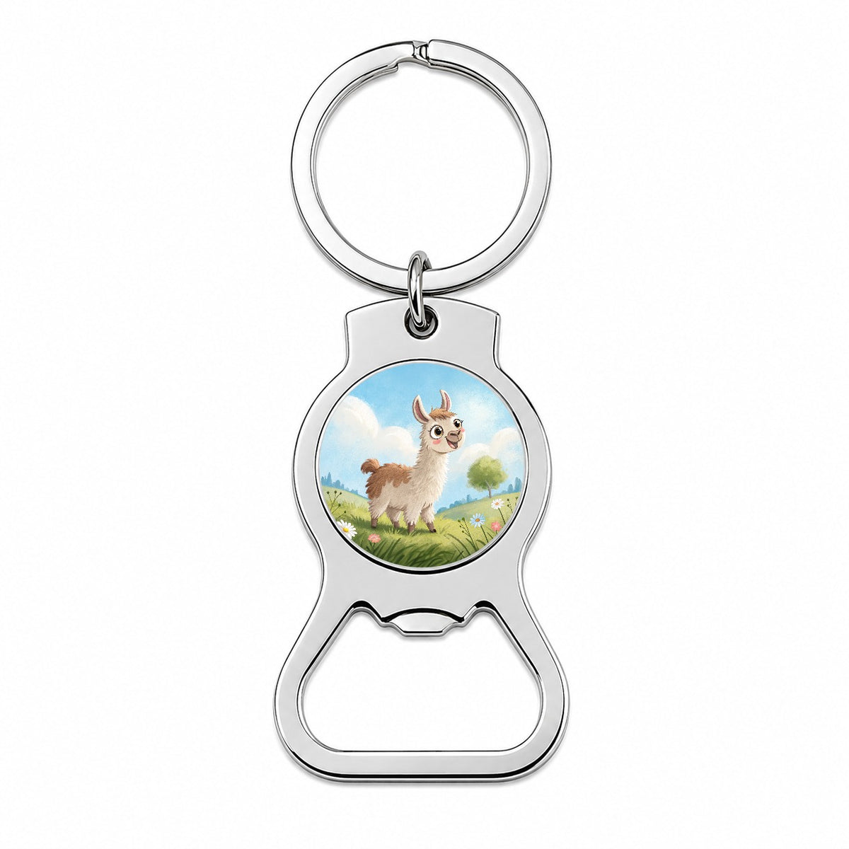 Llama Children's Illustration Style Bottle Opener Keychain