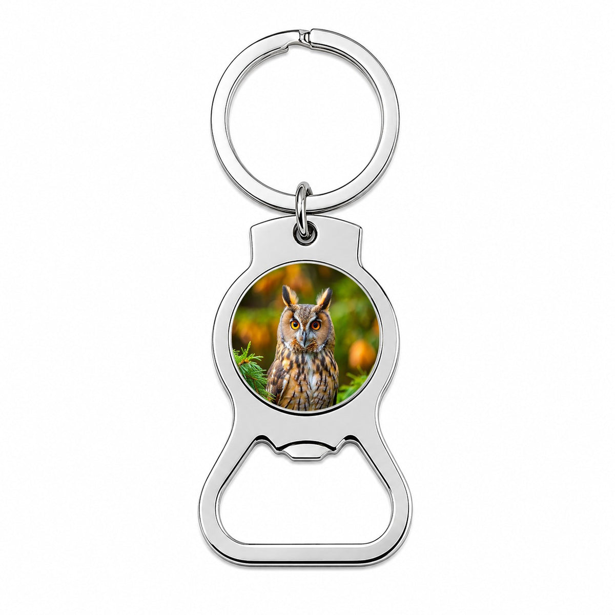 Long-Eared Owl Raptor Bird Of Prey Bottle Opener Keychain