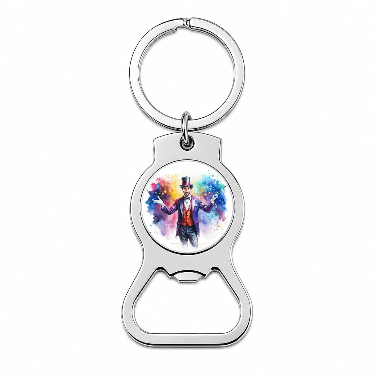 Magician Magic Watercolor Bottle Opener Keychain