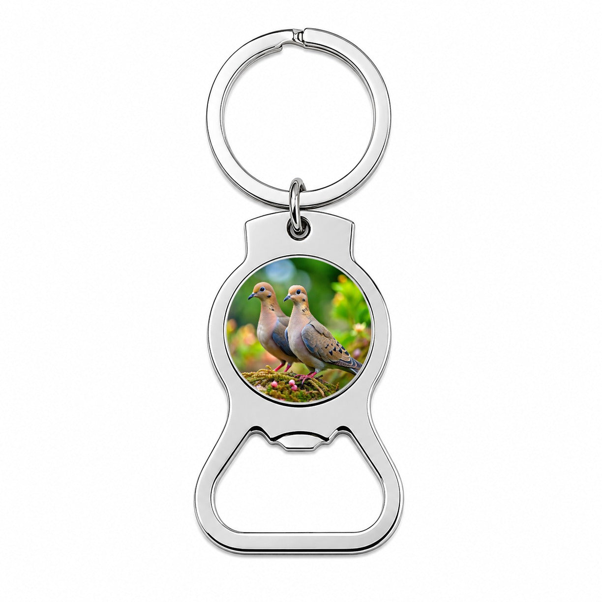 Mourning Doves Backyard Bird Bottle Opener Keychain